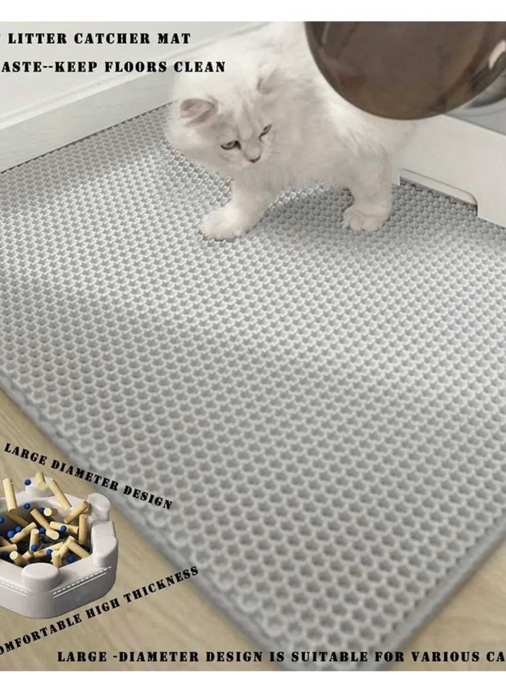 Extra Large Double-Layer Cat Litter Mat – 45x26 Khaki